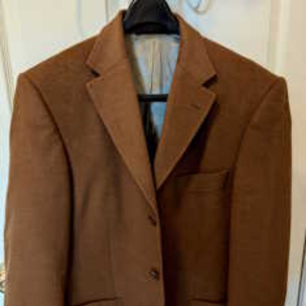 Marks Spencer Men Wool Cashmere Cinnamon Brown Blazer Jacket Sport Coat 38S